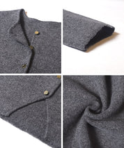 縮絨針織金釦開襟外套 可配套