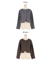 縮絨針織金釦開襟外套 可配套