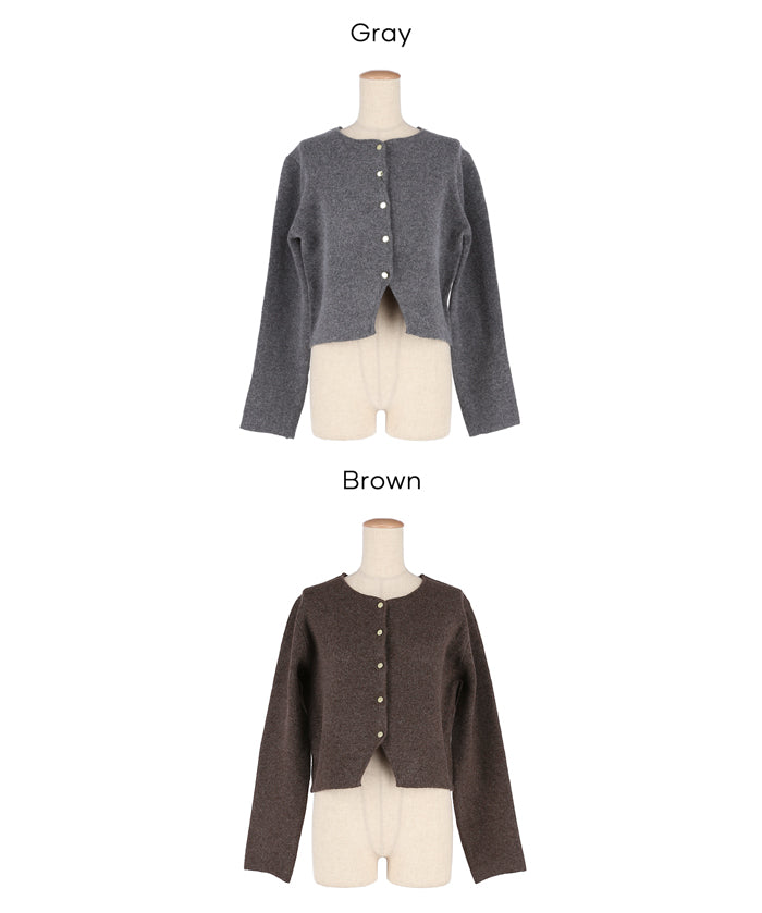 縮絨針織金釦開襟外套 可配套