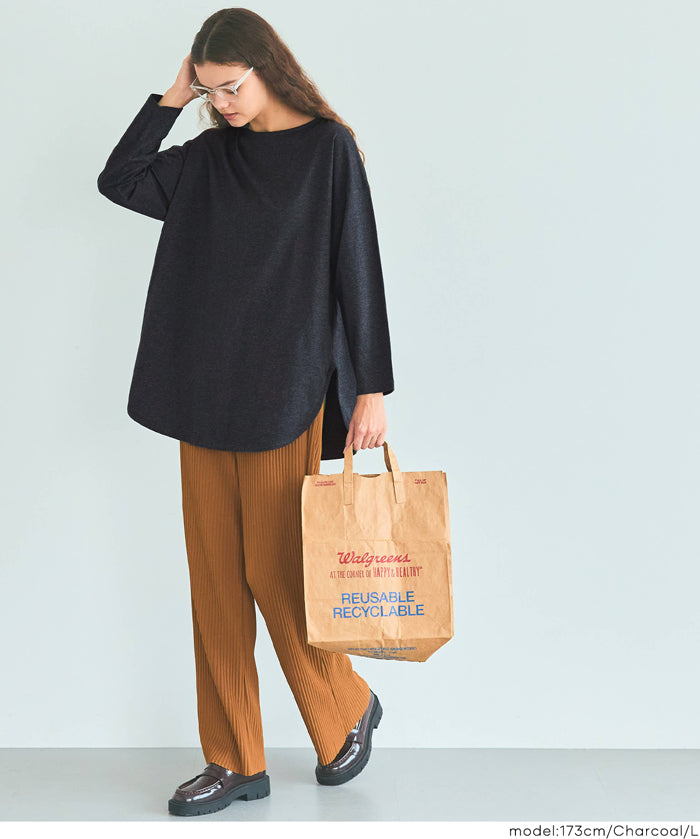 側開岔棉質長袖T恤 層次內搭