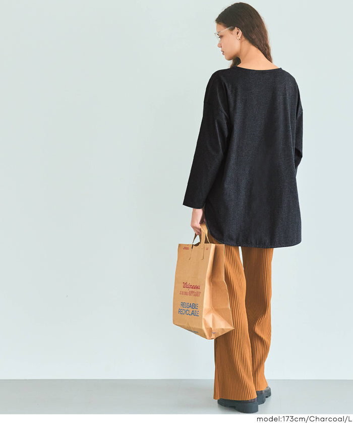 側開岔棉質長袖T恤 層次內搭