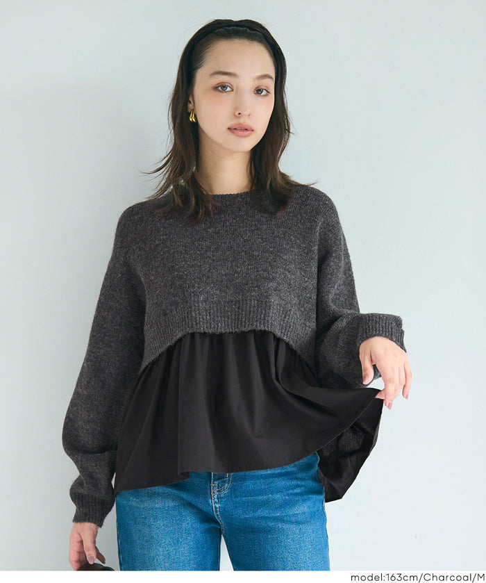 假兩件長袖毛衣娃娃上衣