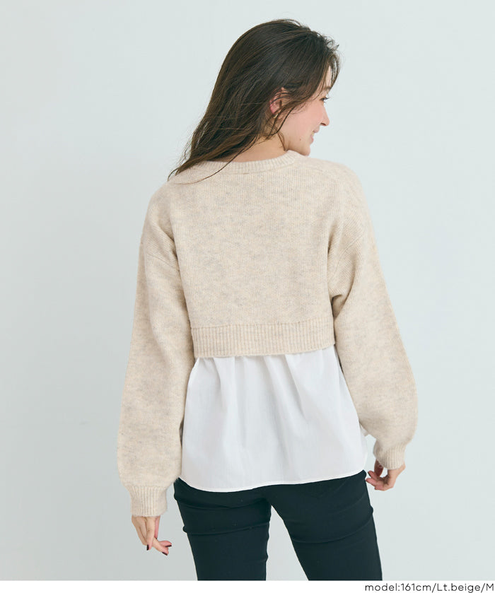 假兩件長袖毛衣娃娃上衣