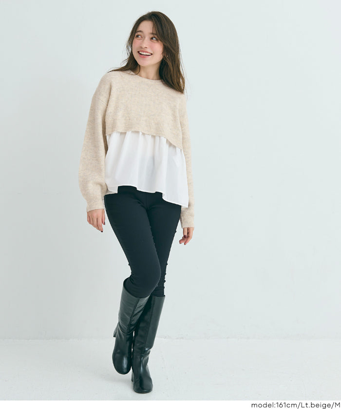 假兩件長袖毛衣娃娃上衣