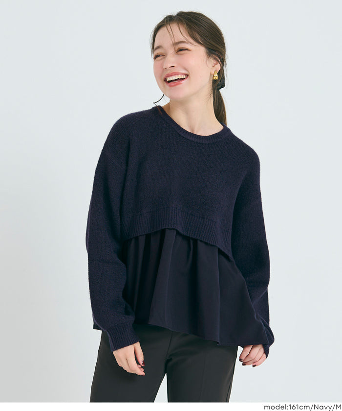 假兩件長袖毛衣娃娃上衣