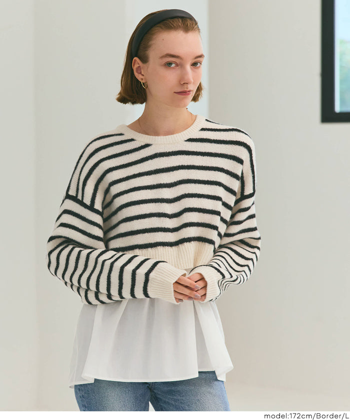 假兩件長袖毛衣娃娃上衣