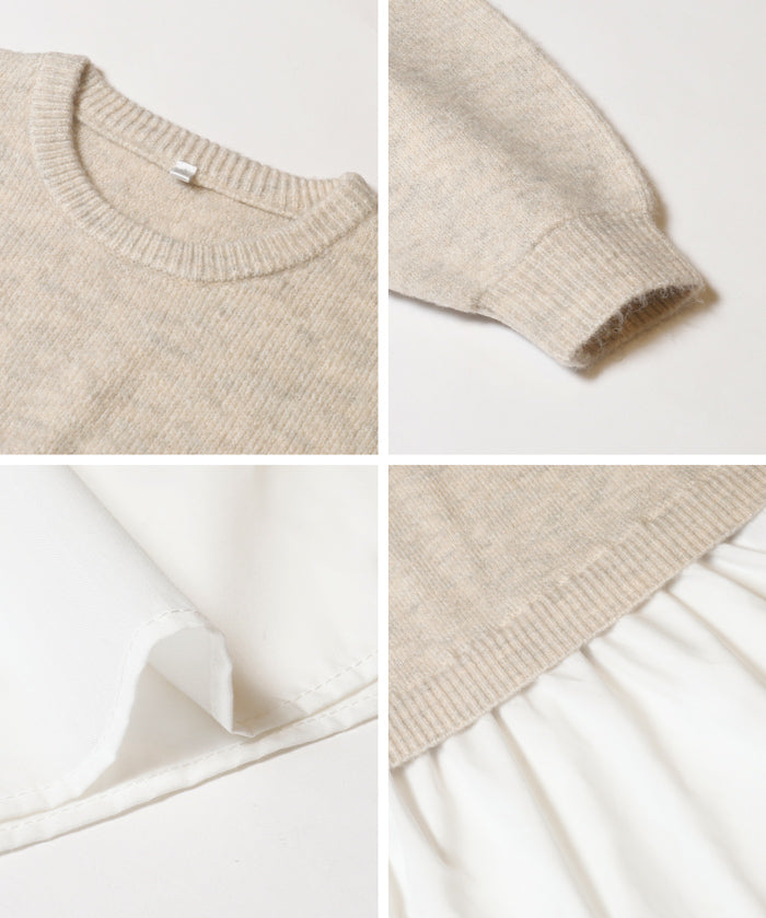 假兩件長袖毛衣娃娃上衣