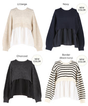 假兩件長袖毛衣娃娃上衣