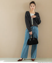 毛毛V領短版針織開衫