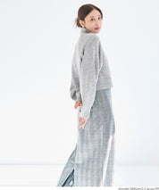 立領氣球袖短版針織上衣