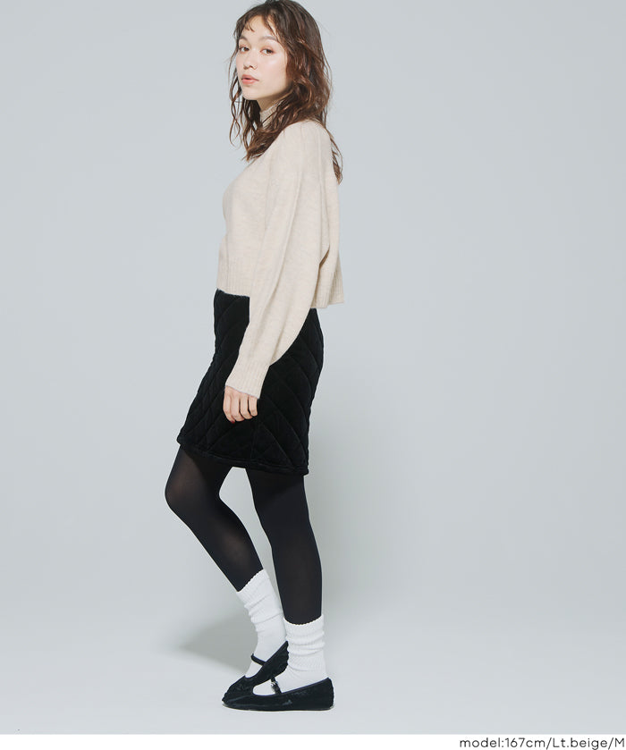 立領氣球袖短版針織上衣