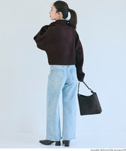 立領氣球袖短版針織上衣