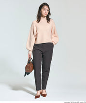 立領氣球袖短版針織上衣