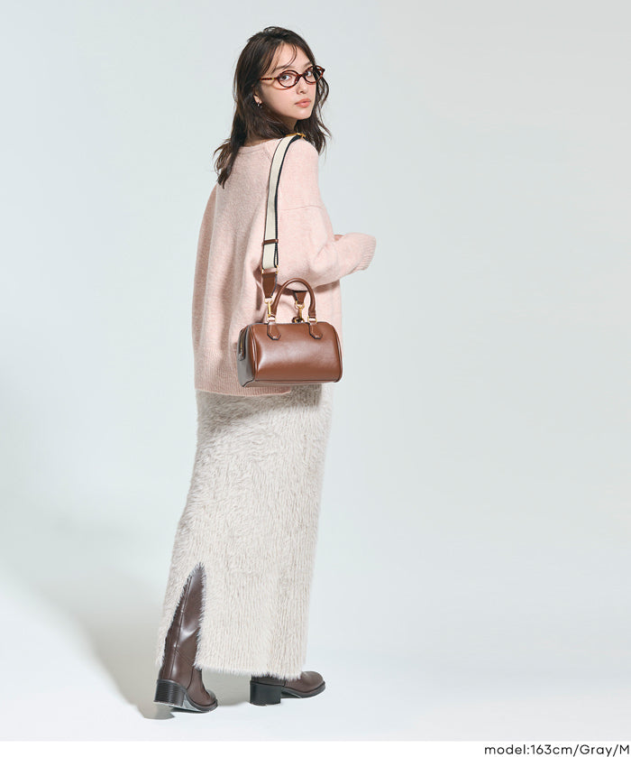 毛絨針織I字長裙