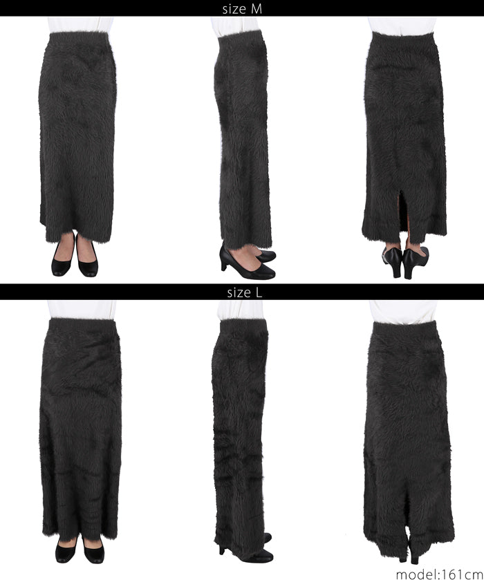 毛絨針織I字長裙