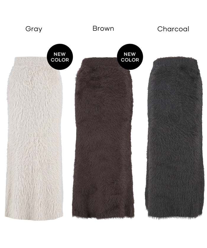 毛絨針織I字長裙