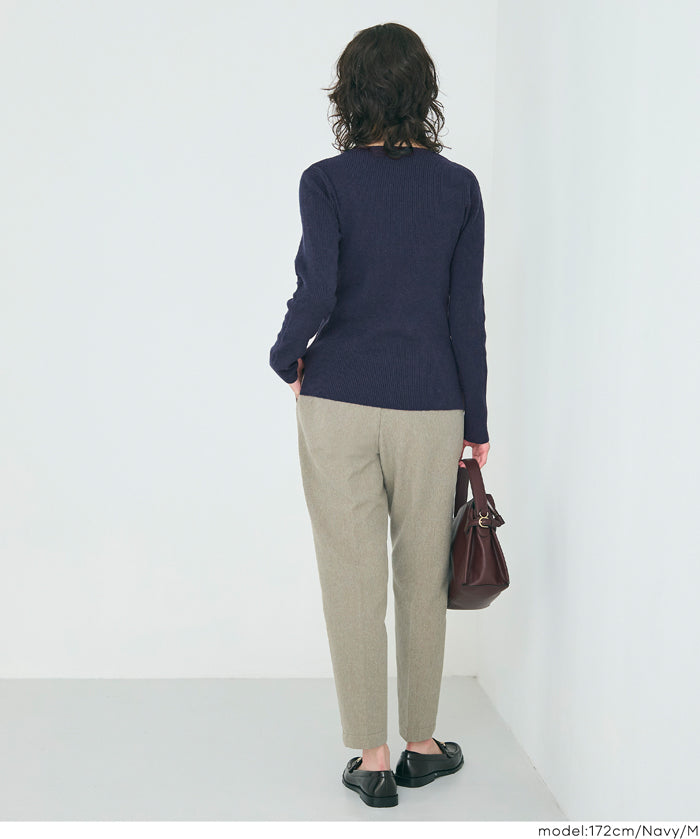 安哥拉觸感船領針織上衣