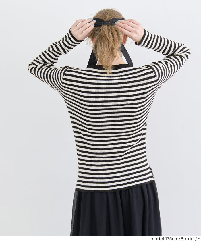 安哥拉觸感船領針織上衣