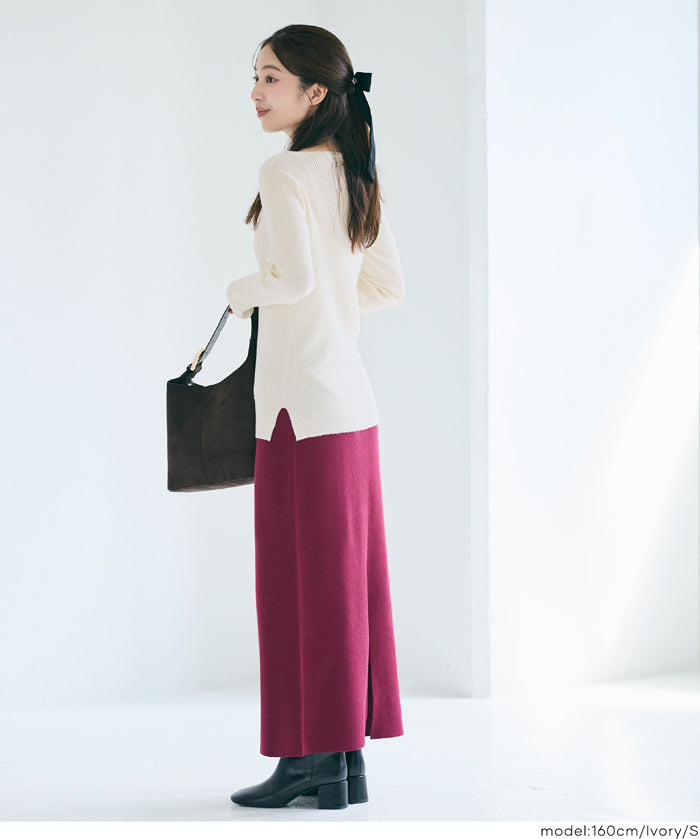 安哥拉觸感船領針織上衣