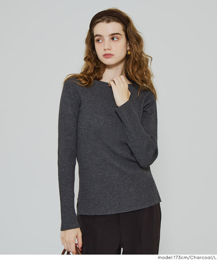 安哥拉觸感船領針織上衣