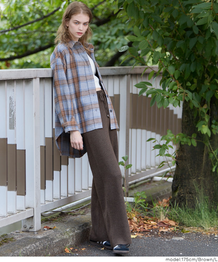 美腿顯瘦垂墜針織長褲