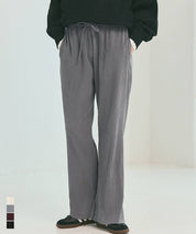 保暖羅紋休閒寬褲