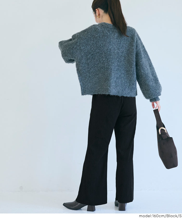 保暖羅紋休閒寬褲