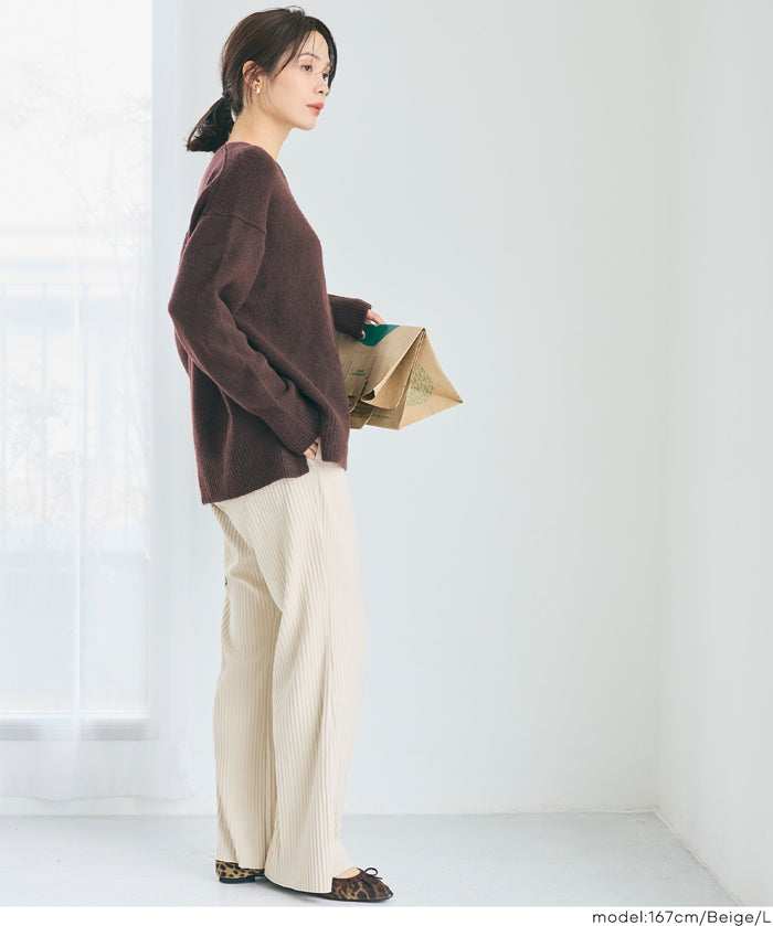 保暖羅紋休閒寬褲