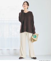 保暖羅紋休閒寬褲