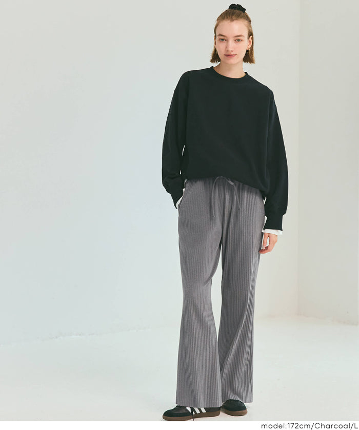 保暖羅紋休閒寬褲