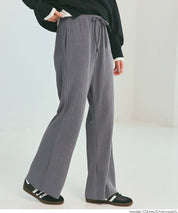 保暖羅紋休閒寬褲