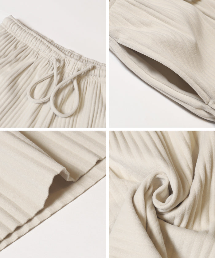 保暖羅紋休閒寬褲