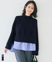 兩件式 短版高領針織毛衣+荷葉邊內襯