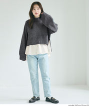 兩件式 短版高領針織毛衣+荷葉邊內襯