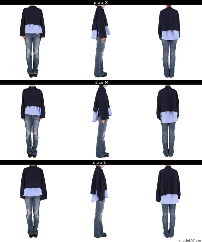 兩件式 短版高領針織毛衣+荷葉邊內襯