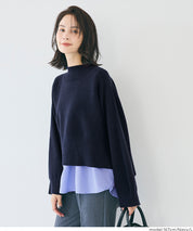 兩件式 短版高領針織毛衣+荷葉邊內襯