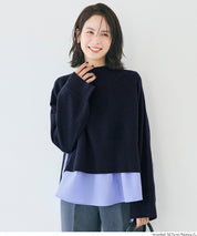 兩件式 短版高領針織毛衣+荷葉邊內襯