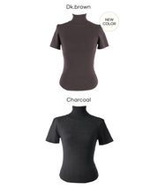 高領短袖合身針織上衣