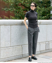 高領短袖合身針織上衣