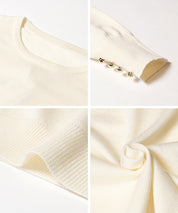 袖口金扣長袖針織上衣