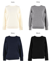 袖口金扣長袖針織上衣