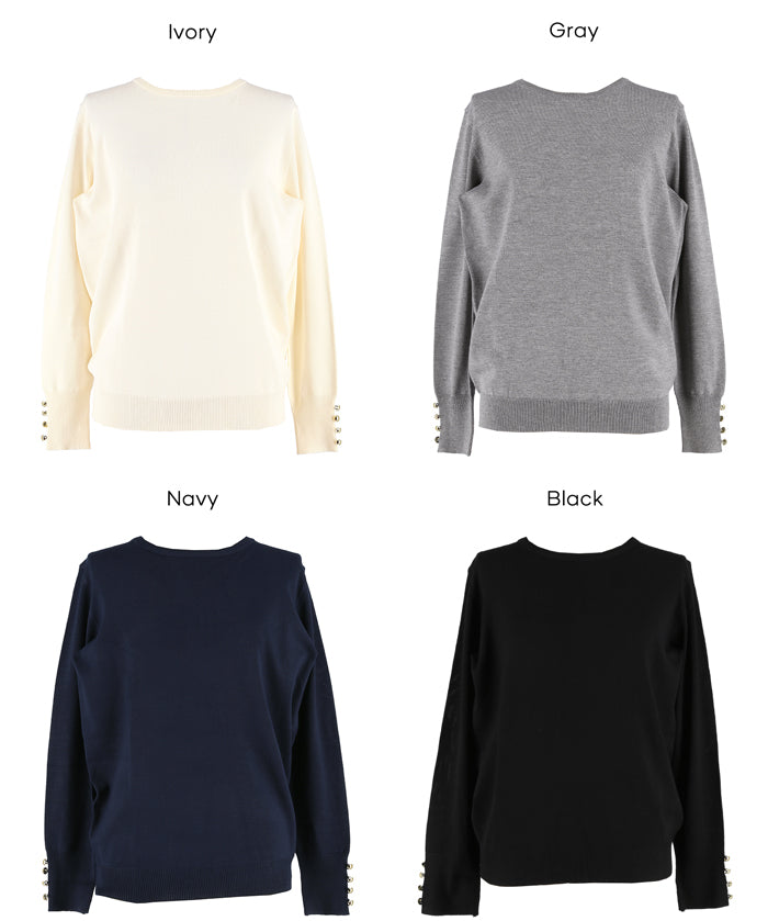 袖口金扣長袖針織上衣