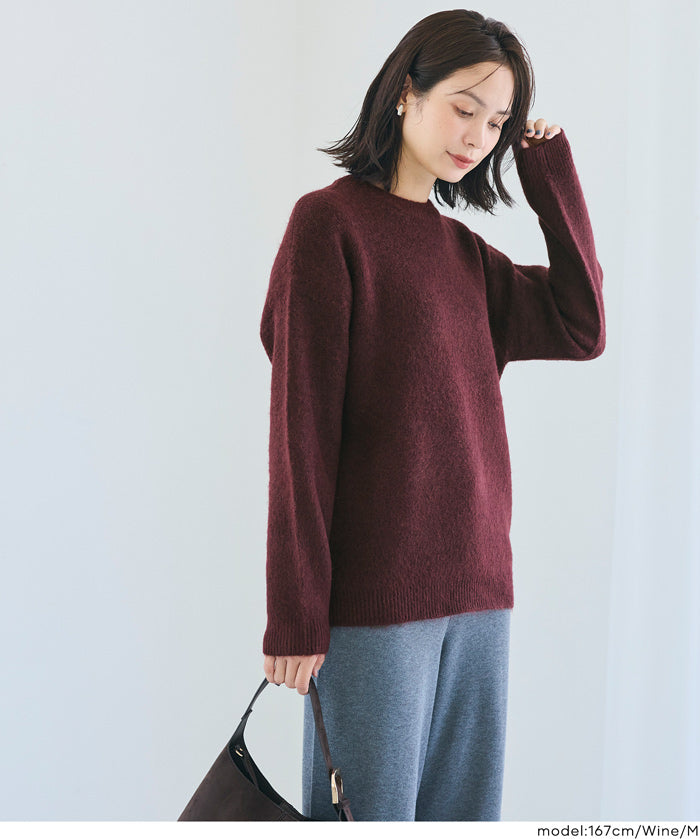 絨感圓領長袖毛衣