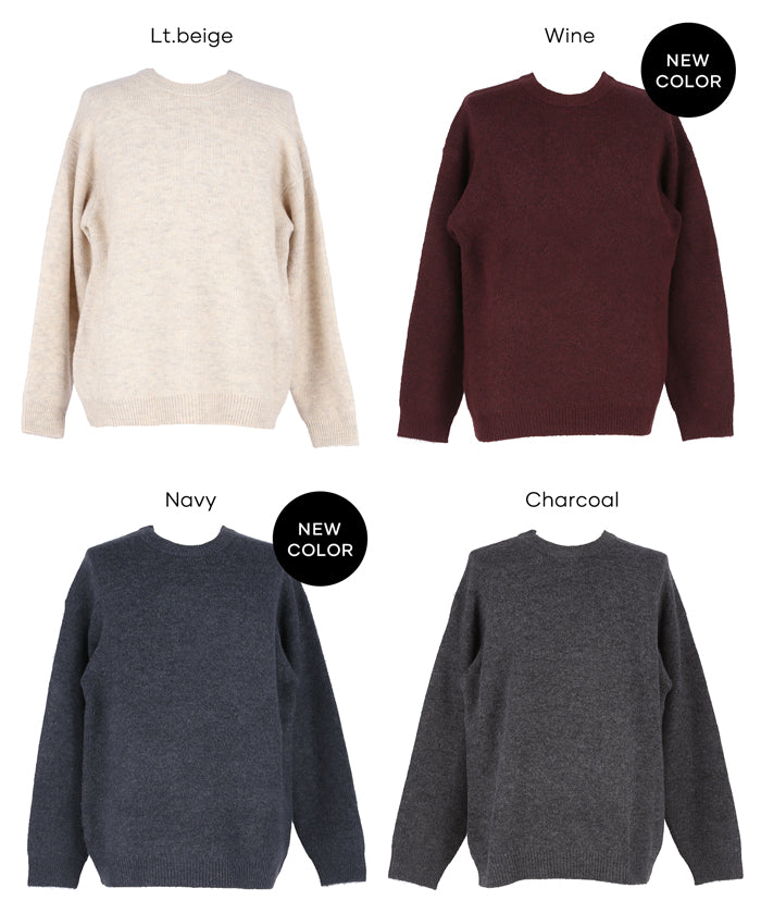 絨感圓領長袖毛衣