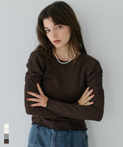 抽皺造型長袖楊柳上衣