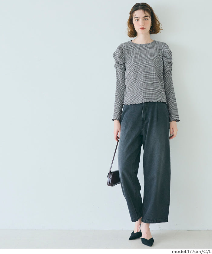 抽皺造型長袖楊柳上衣