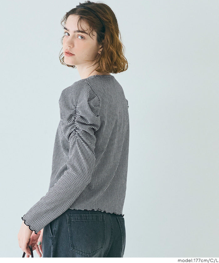 抽皺造型長袖楊柳上衣