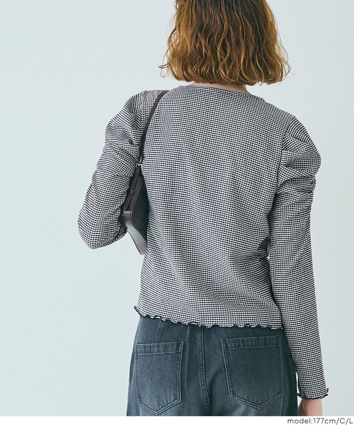 抽皺造型長袖楊柳上衣