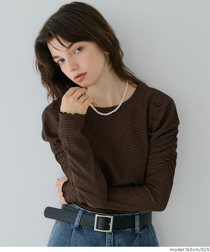 抽皺造型長袖楊柳上衣