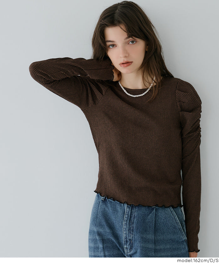 抽皺造型長袖楊柳上衣